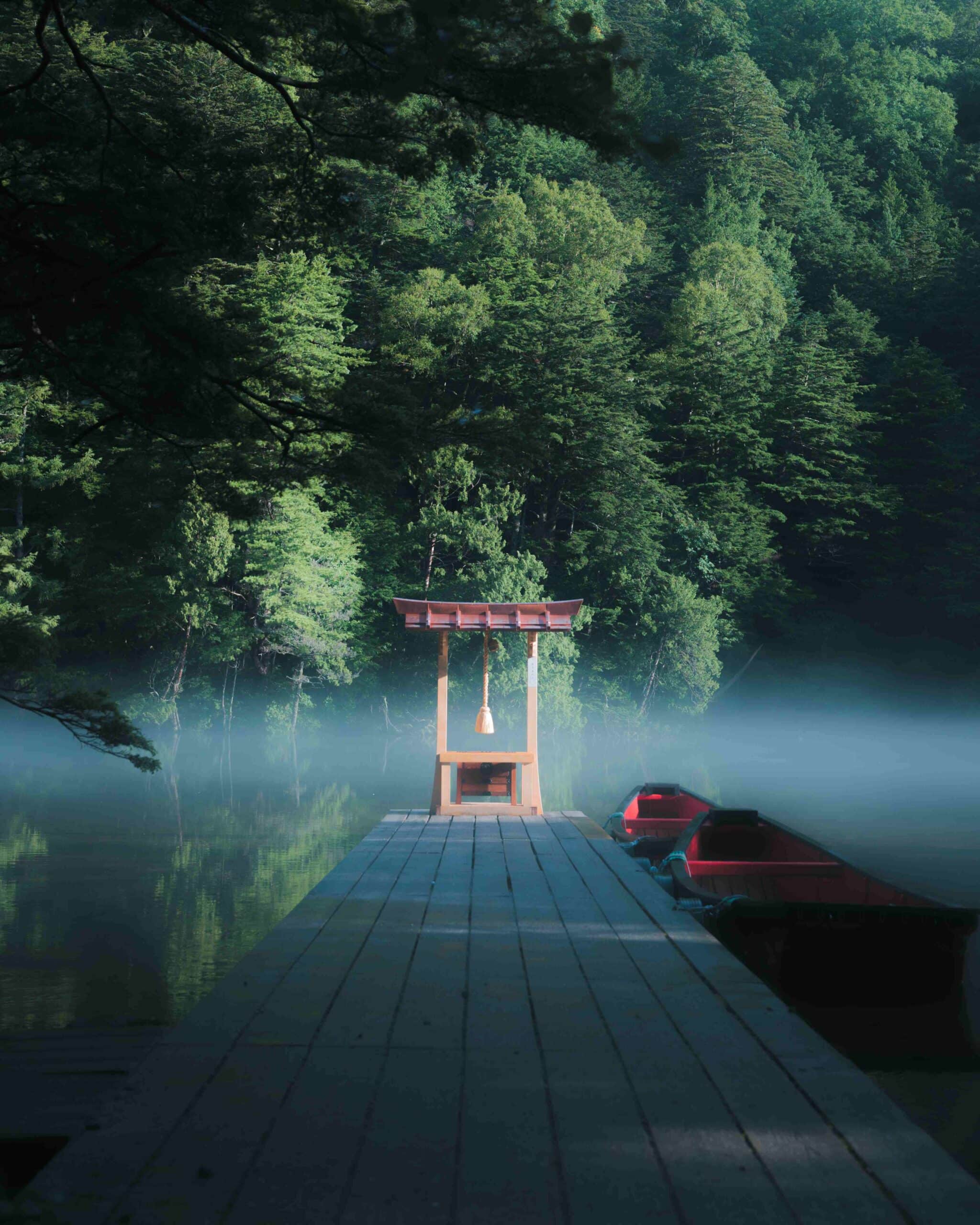 Small boats on a lake in Kanazawa