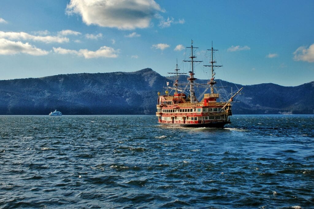 Sightseeing pirate ship on Lake Ashi in Hakone, Japan